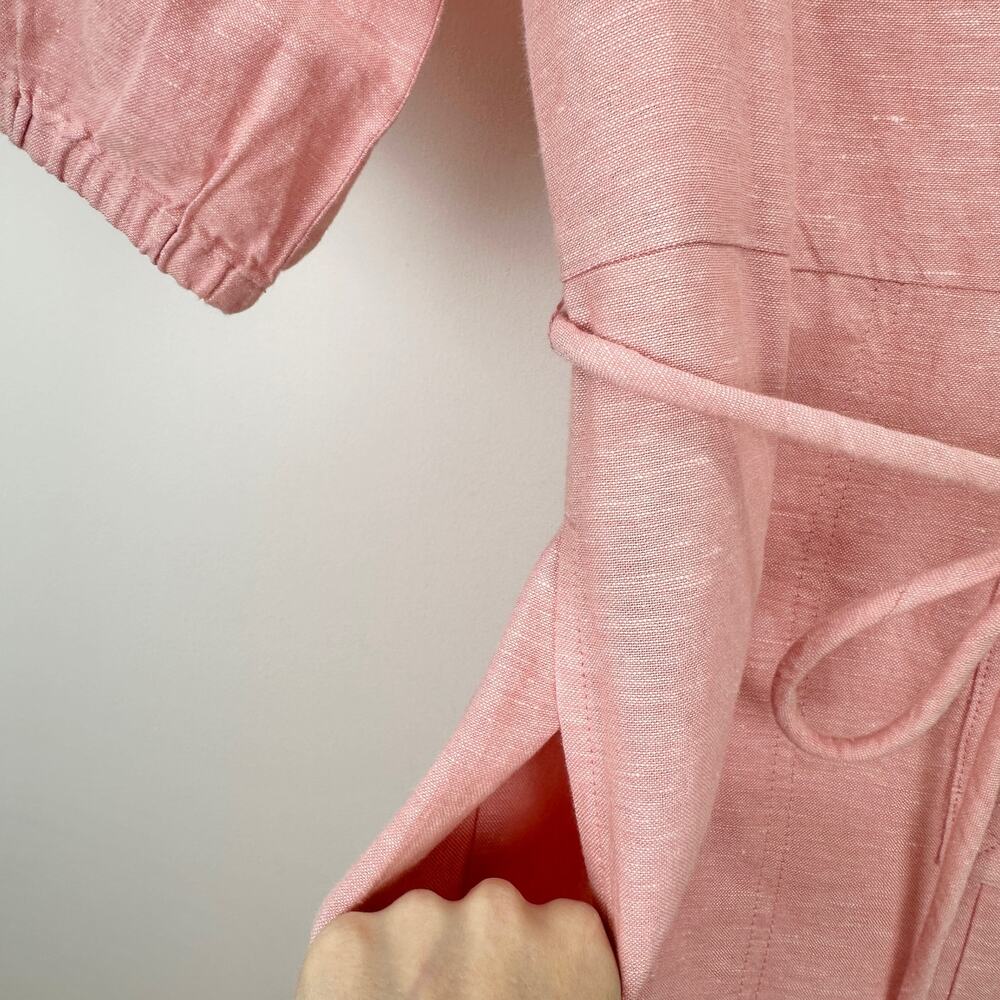 NEW Madewell Linen Blend Puff Sleeve Tassel Tie Jumpsuit Relaxed Fit Pink XXS - Picture 13 of 16